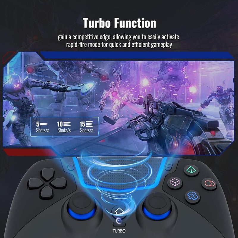 CNH Wireless Controller for PS5, Compatible With PS5/Pro/Slim/PC, Bluetooth Gaming Controller with Hall Joysticks/LED Channel Light/Turbo/6-Axis Gyro/Dual Vibration/Touchpad/3.5mm TRRS Audio Jack/Speaker Function(Black) - Image 5
